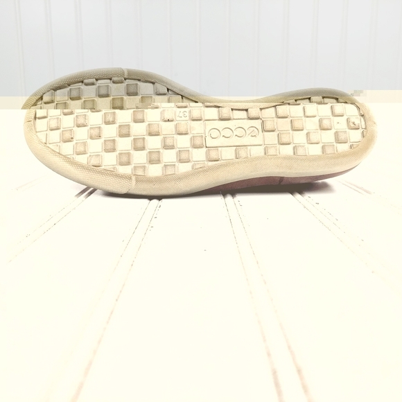 Ecco Pink Purple Laser Cut Leather Slip On Comfy Flat Loafers C852 - Picture 12 of 13